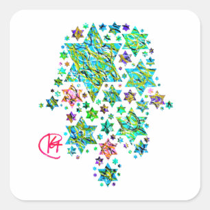 Hamsa of Jewish Stars Art Square Sticker