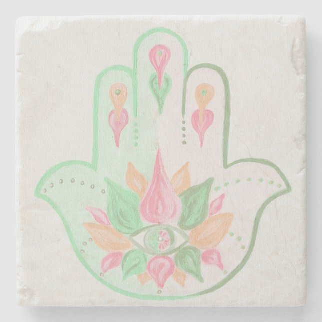 Hamsa Stone Coaster (Front)