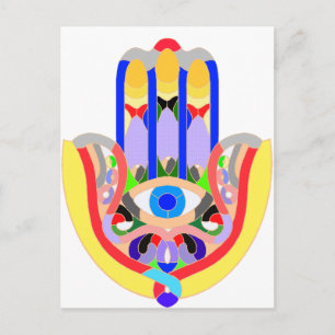 Hamsa - very colourful postcard