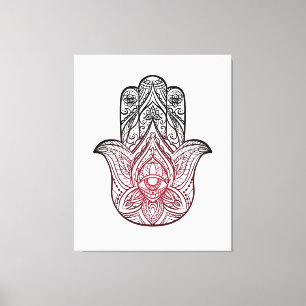Hamsa with boho pattern canvas print