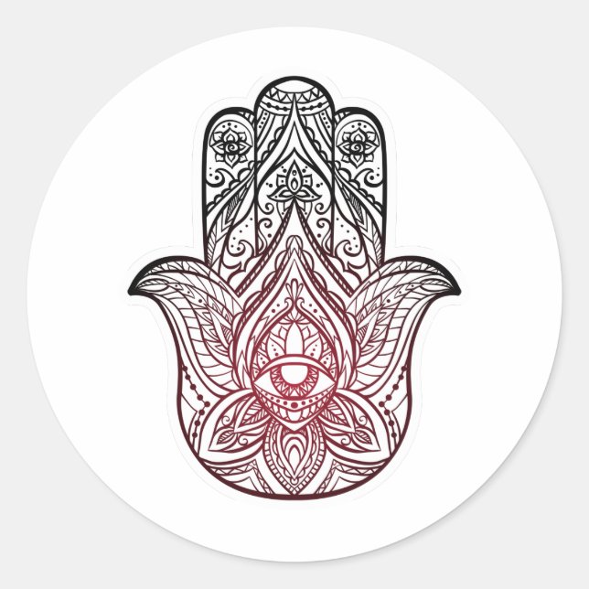 Hamsa with boho pattern  classic round sticker (Front)