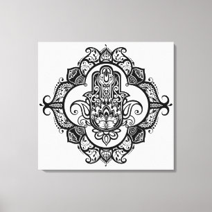 Hamsa With Ethnic Ornaments Doodle 6 Canvas Print