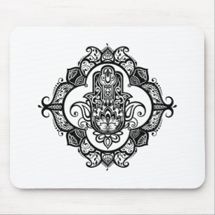 Hamsa With Ethnic Ornaments Doodle Mouse Pad