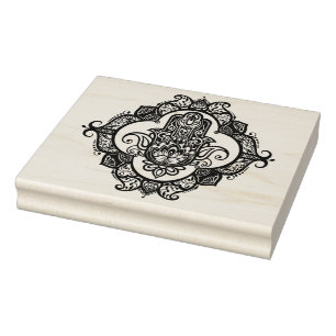 Hamsa With Ethnic Ornaments Doodle Rubber Stamp