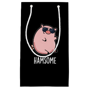 Hamsome Funny Pig Pun Dark BG Small Gift Bag