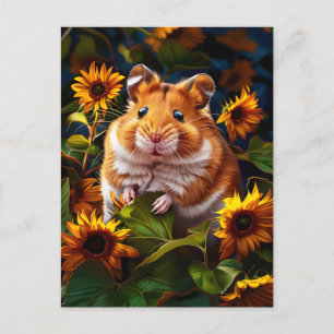 Hamster among Sunflowers Postcard