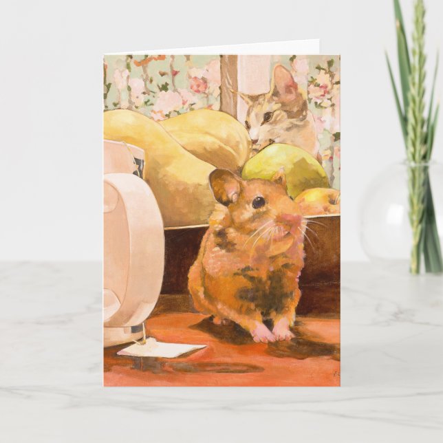 Hamster and Cat Blank Card (Front)