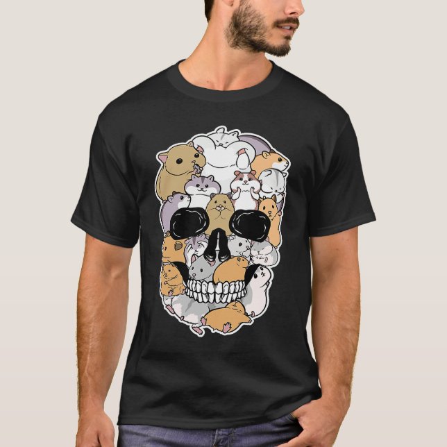 Hamster Animal Skull Shape Animation Skull T-Shirt (Front)