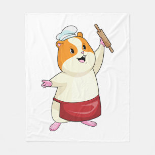 Hamster as Baker with Rolling pin Fleece Blanket