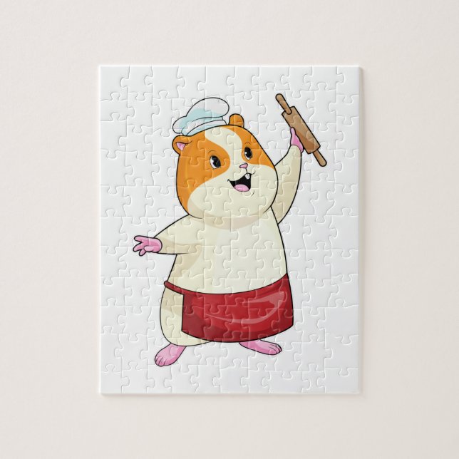 Hamster as Baker with Rolling pin Jigsaw Puzzle (Vertical)