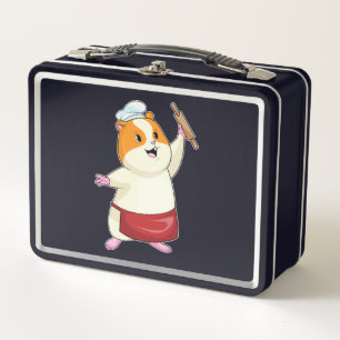 Hamster as Baker with Rolling pin Metal Lunch Box