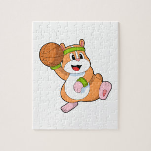 Hamster as Basketball player with Basketball Jigsaw Puzzle