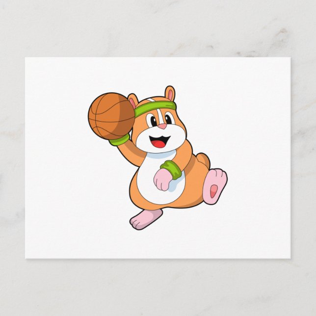 Hamster as Basketball player with Basketball Postcard (Front)