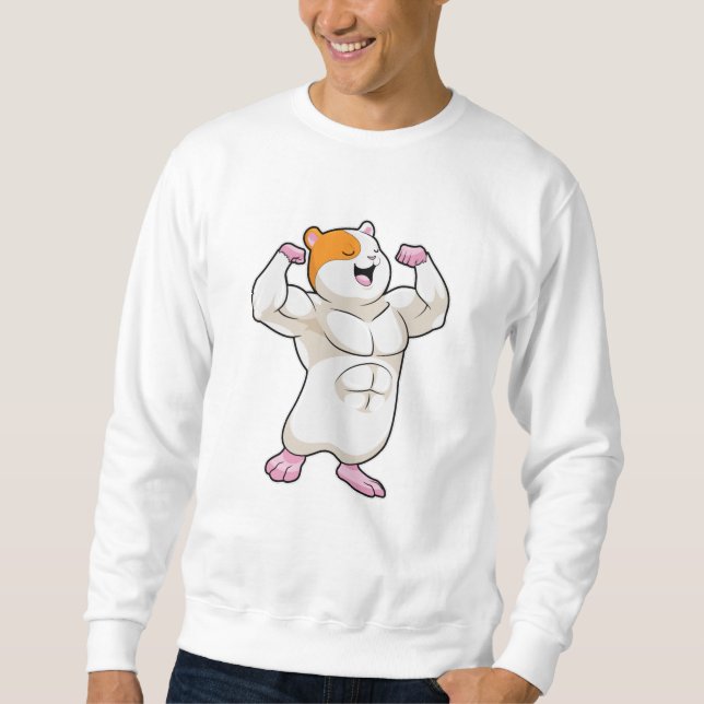Hamster as Bodybuilder with big Muscles Sweatshirt (Front)