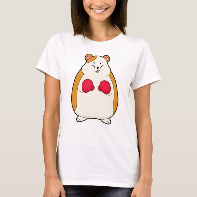 Hamster as Boxer with Boxing gloves T-Shirt (Front)
