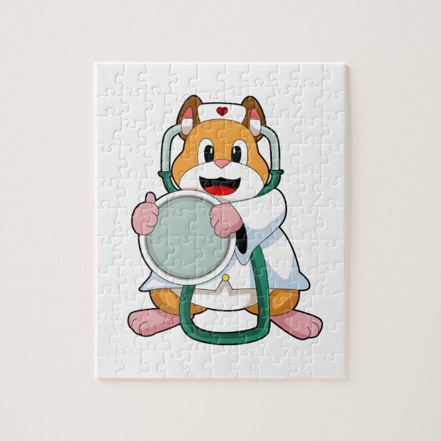Hamster as Doctor with Stethoscope.PNG Jigsaw Puzzle (Vertical)