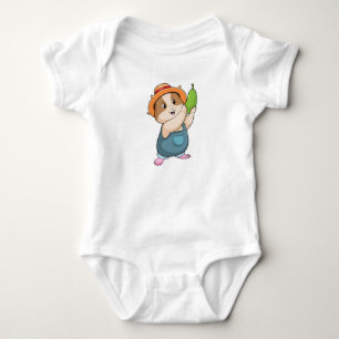 Hamster as Farmer with Zucchini Baby Bodysuit