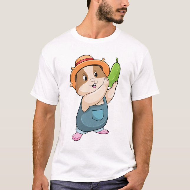 Hamster as Farmer with Zucchini T-Shirt (Front)