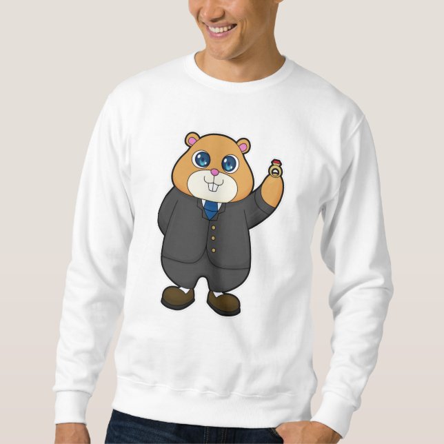Hamster as Groom with Wedding ring Sweatshirt (Front)