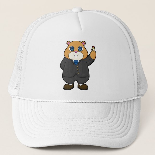 Hamster as Groom with Wedding ring Trucker Hat (Front)