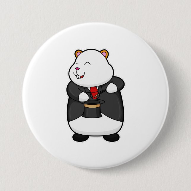 Hamster as Magician with Magic wand & Hat 3 Inch Round Button (Front)