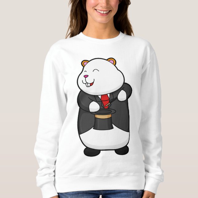 Hamster as Magician with Magic wand & Hat Sweatshirt (Front)
