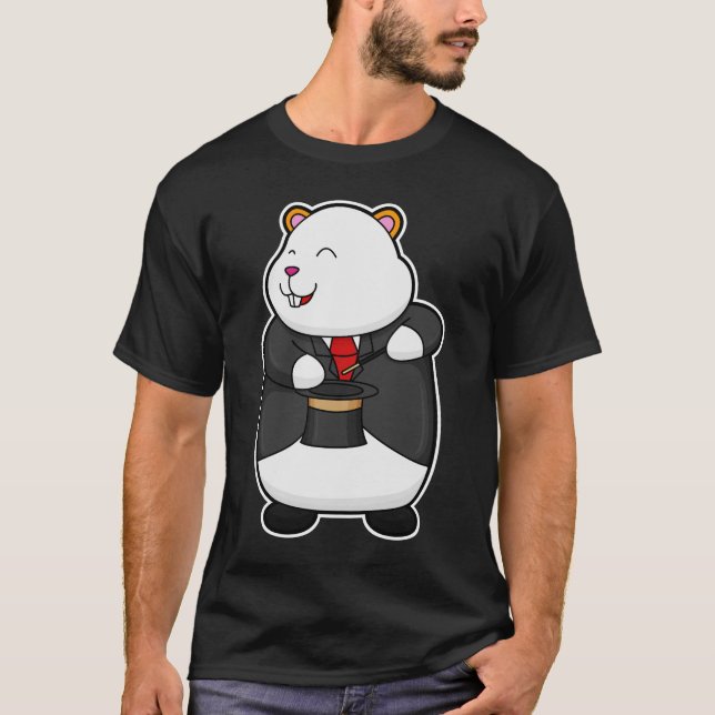 Hamster as Magician with Magic wand & Hat T-Shirt (Front)