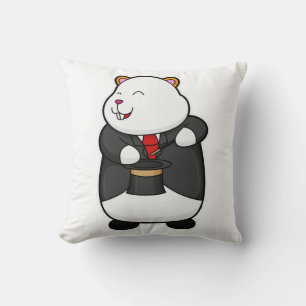 Hamster as Magician with Magic wand & Hat Throw Pillow
