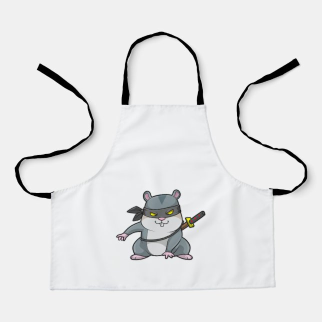 Hamster as Ninja at Martial arts with Sword Apron (Front)