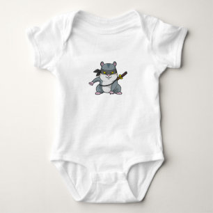 Hamster as Ninja at Martial arts with Sword Baby Bodysuit