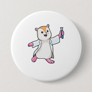 Hamster as Scientist with Test tube 3 Inch Round Button