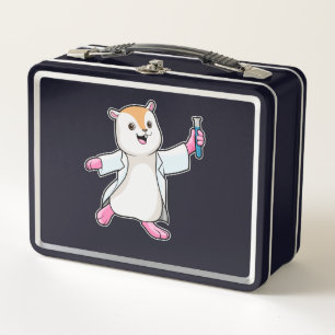 Hamster as Scientist with Test tube Metal Lunch Box