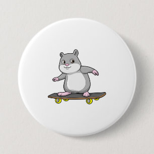 Hamster as Skater with Skateboard 3 Inch Round Button