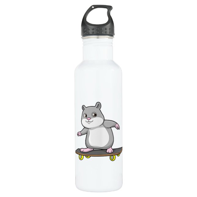 Hamster as Skater with Skateboard 710 Ml Water Bottle (Front)