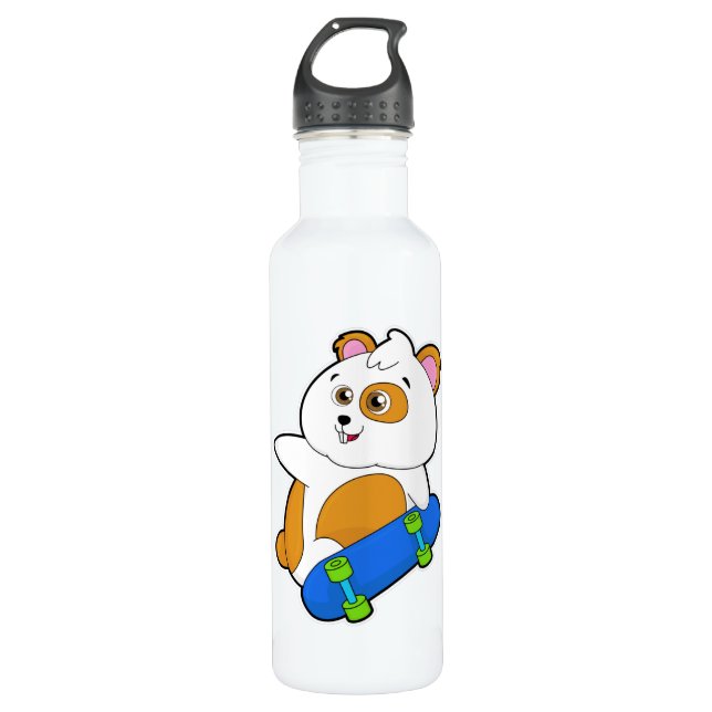 Hamster as Skater with Skateboard 710 Ml Water Bottle (Front)