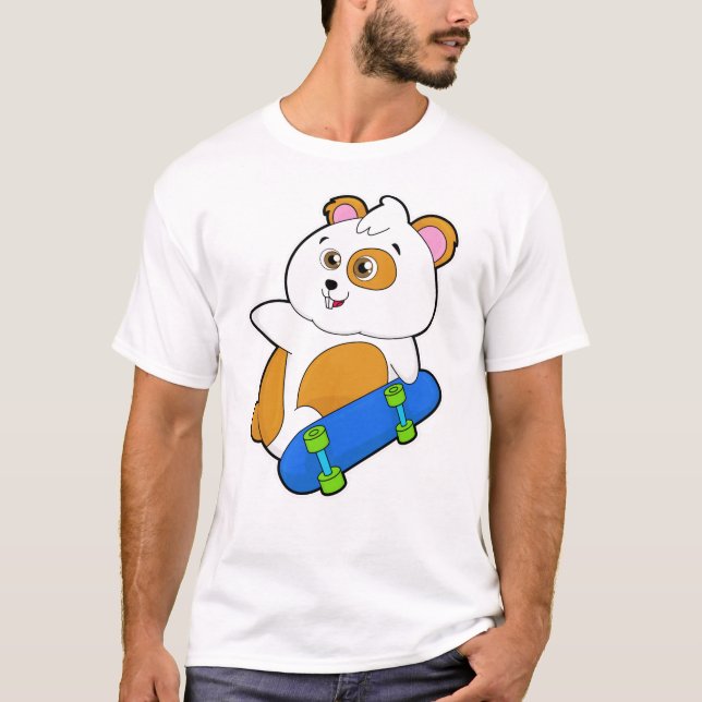 Hamster as Skater with Skateboard T-Shirt (Front)