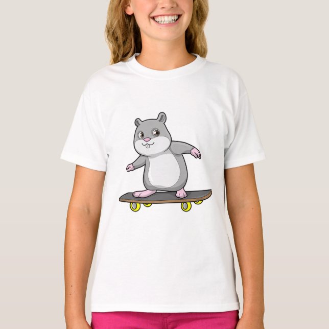 Hamster as Skater with Skateboard T-Shirt (Front)