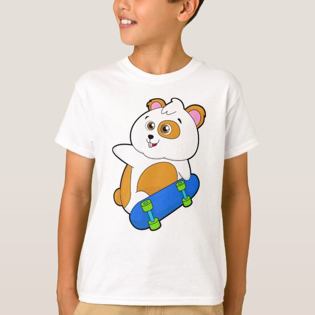 Hamster as Skater with Skateboard T-Shirt (Front)