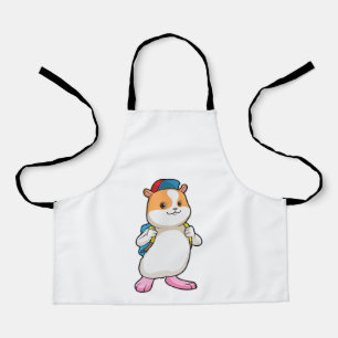 Hamster as Student with Backpack & Cap Apron