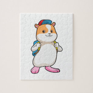 Hamster as Student with Backpack & Cap Jigsaw Puzzle