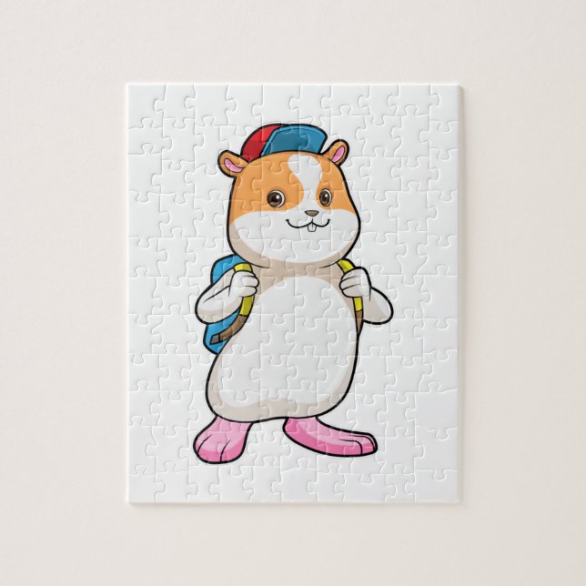 Hamster as Student with Backpack & Cap Jigsaw Puzzle (Vertical)