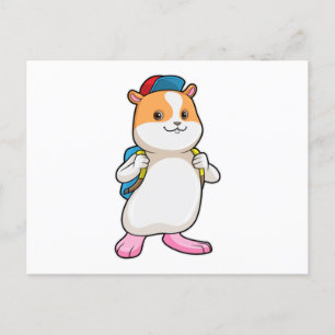 Hamster as Student with Backpack & Cap Postcard
