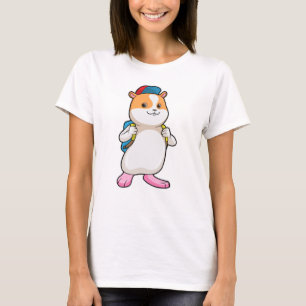 Hamster as Student with Backpack & Cap T-Shirt