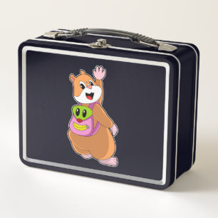 Hamster as Student with Backpack.PNG Metal Lunch Box