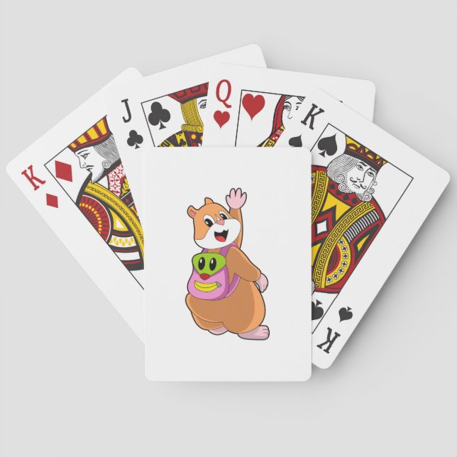 Hamster as Student with Backpack.PNG Playing Cards (Back)
