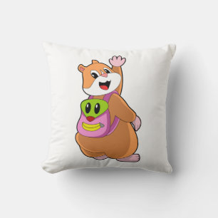 Hamster as Student with Backpack.PNG Throw Pillow