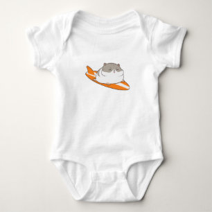 Hamster as Surfer with Surfboard Baby Bodysuit