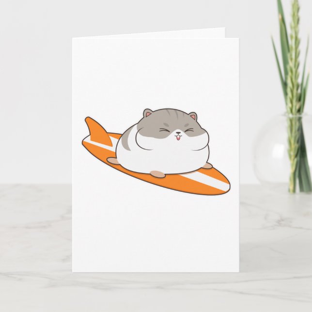 Hamster as Surfer with Surfboard Card (Front)