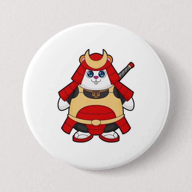 Hamster as Warrior with Armour 3 Inch Round Button (Front)