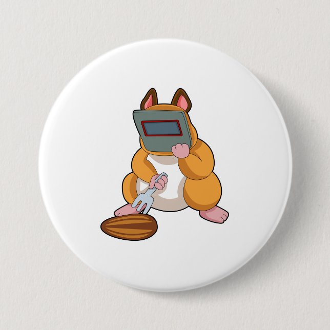 Hamster as Welder.PNG 3 Inch Round Button (Front)